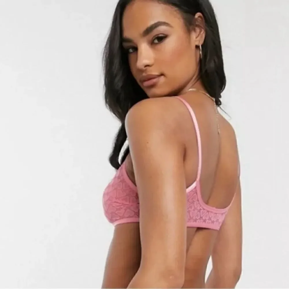 NWT FREE PEOPLE Kelly Bralette Panty Set - Lace Pink - Intimate - Size XS